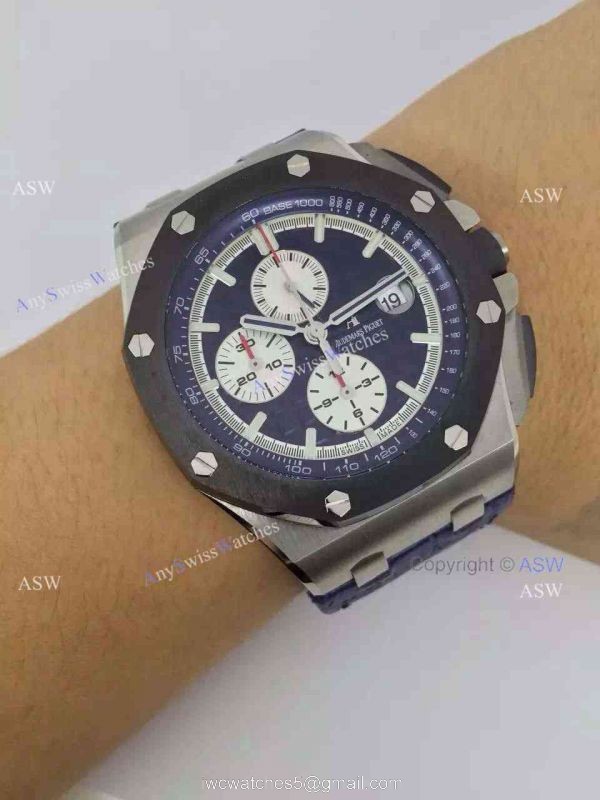 Swiss Copy Audemars Piguet Watch Blue Dial Blue Leather 7