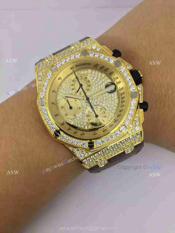 Swiss Copy Audemars Piguet Watch Yellow Case Diamond Dial / Diamond Case 7