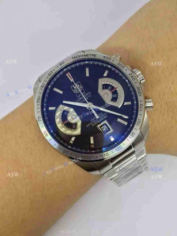 Super Clone Tag Heuer Grand Carrera Calibre 17 RS3 Watch SS black Dial 7