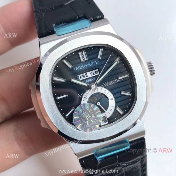 Swiss Patek Philippe Nautilus Day Date Blue Dial Watch Replica 7