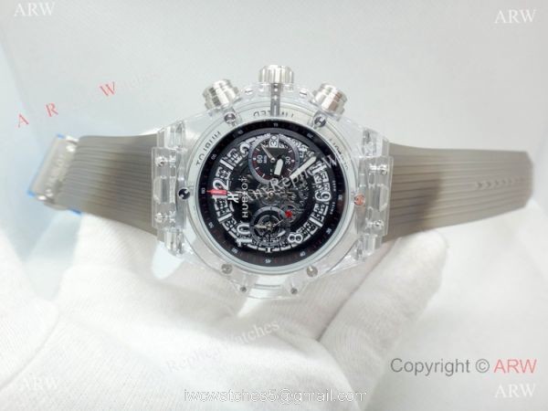 Best Quality Big Bang Unico Sapphire Hublot Clear Watch Gray Rubber Strap 7