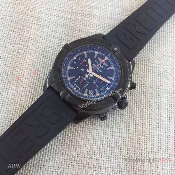 Copy Breitling Chronomat B01 Black Case RUBBER Strap Men Watch 7