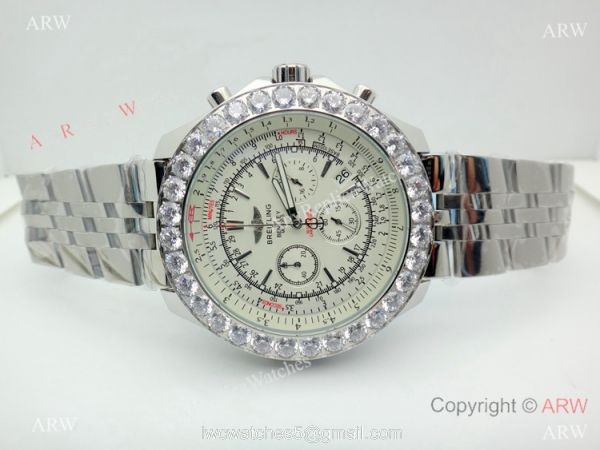 Replica Breitling For Bentley Motors Watches With Diamond Bezel Cream Chronograph Dial Watch 7