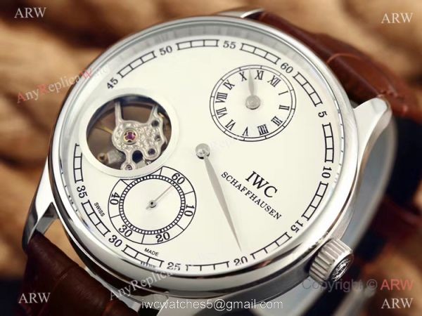 High Quality Replica IWC Tourbillon Portuguese SS Black Leather Watch 7