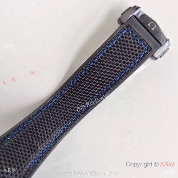 Swiss Replica Omega Seamaster Planet Ocean Deep Black GMT Ceramic Blue Watch 7
