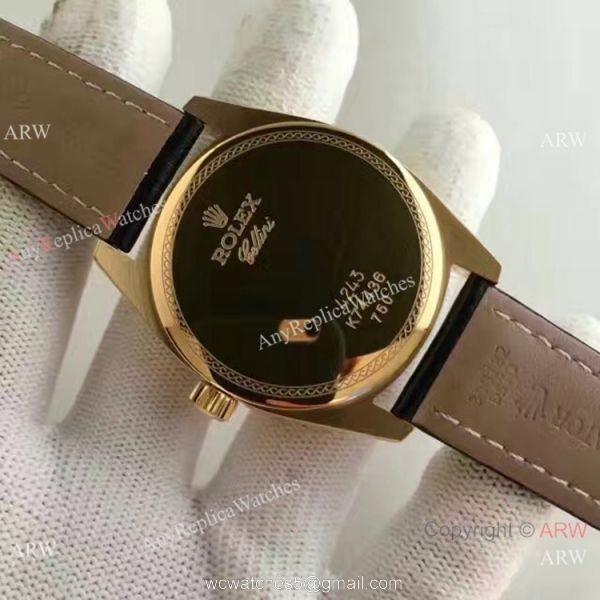 Replica Rolex Cellini Danaos Gold and Black Watch AAA Swiss Rolex Geneve Fake watch 7