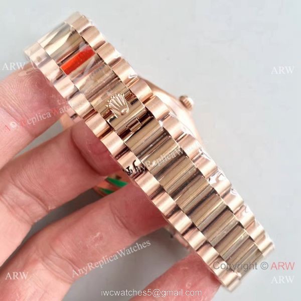Replica Rolex 228239 Day-Date II 40mm Watch Olive Green Dial Rose Gold 7