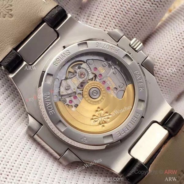 Swiss Grade 1 Patek Philippe Moonphase Replica Watch Nautilus Black Dial 40mm 7