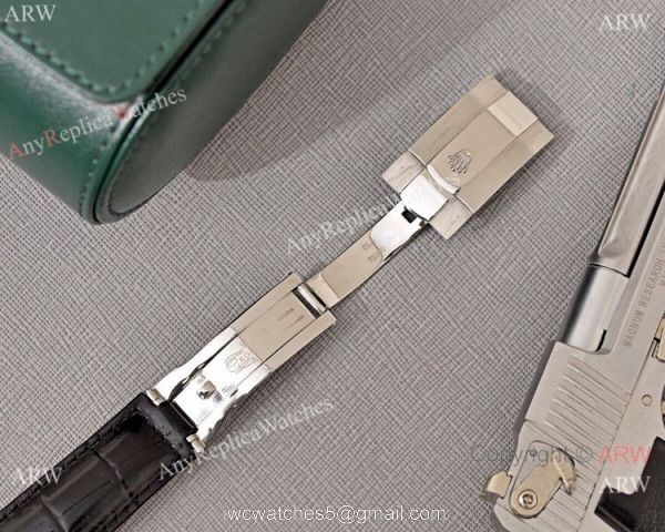 Best Quality Copy Rolex Daytona Watch White Dial Black Leather Strap 7