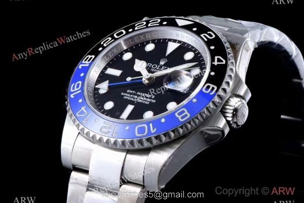JF Factory Real Swiss ETA2836 Rolex Batman Replica Watch GMT-Master II 40mm 7