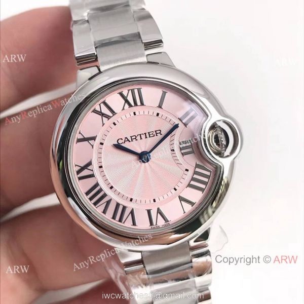 AAA Replica Ballon Bleu Cartier Quartz Watch Stainless Steel Pink Dial 7