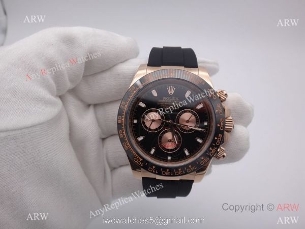 Rose Gold Rolex Daytona Rubber Strap Replica Watch Rolex 116515LN 7