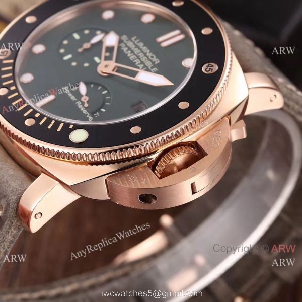 Newest Copy Panerai Luminor Submersible Power Reserve Watch Green Face 7