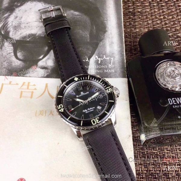 Best Replica Blancpain Womens Watch White MOP Dial Black Leather Bracelet 7