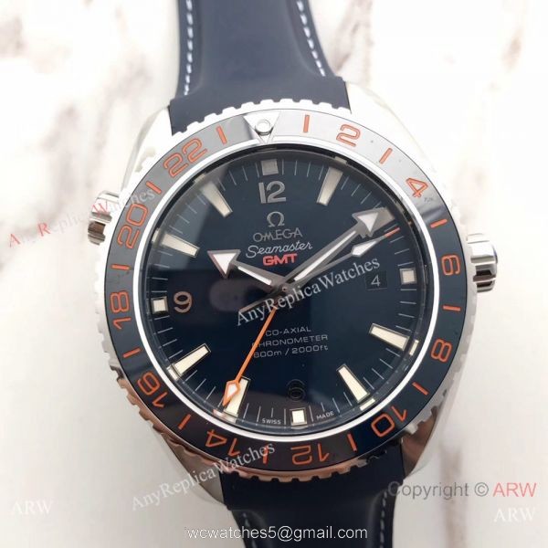 New Version Swiss Omege Seamaster 600m GMT Blue Rubber SS Watch 7