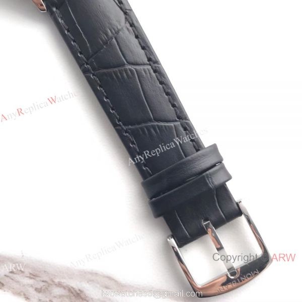 Montblanc Meisterstuck Watch Stainless Steel White Face Black Leather Strap 7