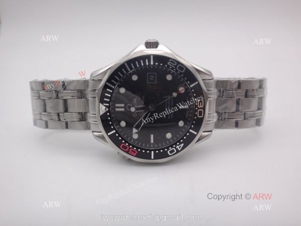 AAA Grade Omega Seamaster 007 Replica Watch Stainless Steel Black Bezel 7