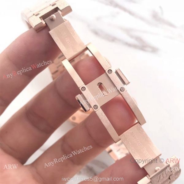 JF Factory Newest Replica Audemars Piguet Frosted Rose Gold Black Dial Wrist Watch 7