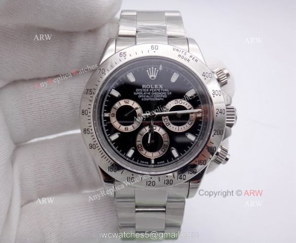 NEW UPGRADED Rolex Daytona Replica Watch -Stainless Steel Black Face 7