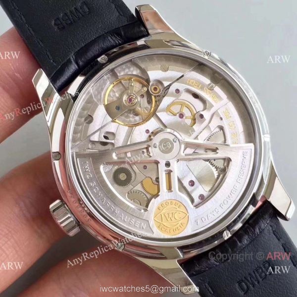Swiss Replica IWC Portugieser Annual Calendar 7 Days Blue Face SS Watch 7