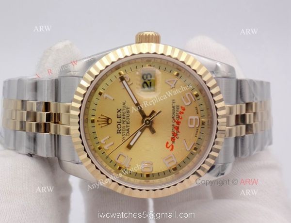 Rolex Datejust Jubilee 2-Tone Arabic Markers Watch Rolex 16233 Fake 7