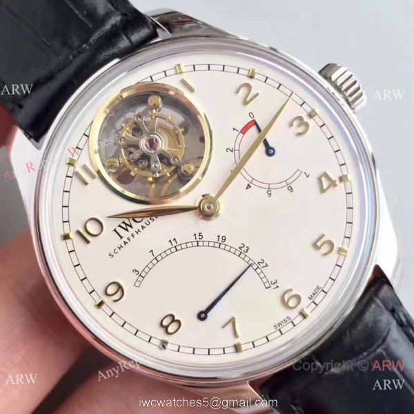 Swiss Grade IWC Tourbillon MysteRe ReTrograde Replica Watch Gold Arabic 7