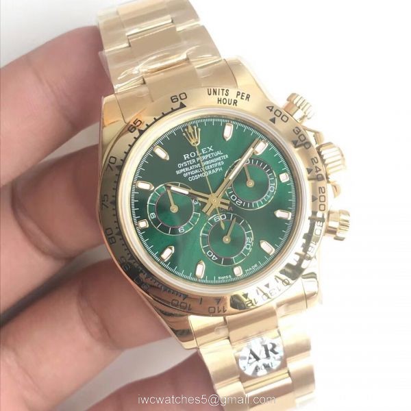 Rolex AR Factory Daytona Green Dial Yellow Gold Watch (904L SS) 7