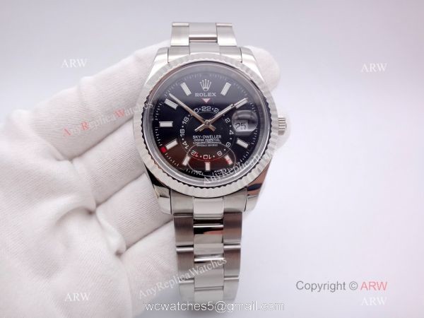 High Quality Rolex Sky Dweller Replica Watch Stainless Steel Black Face 40mm 7