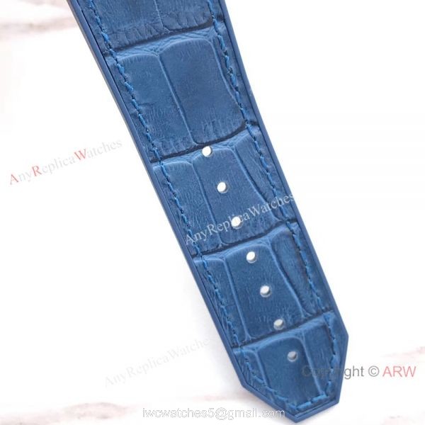 Swiss Grade Knock off Hublot Big Bang 4100 watch SS Blue Gummy Strap 7