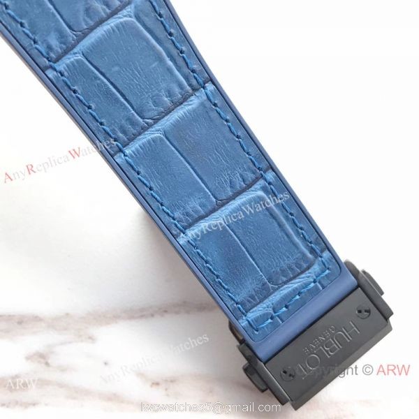 Swiss Replica Hublot Big Bang Classic Fusion 7750 Black Watch Blue Gummy Strap 7