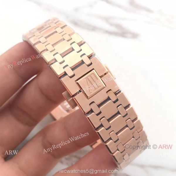 JH Copy Audemars Piguet Royal Oak Automatic Extra Thin Watch Rose Gold Diamond Bezel 7
