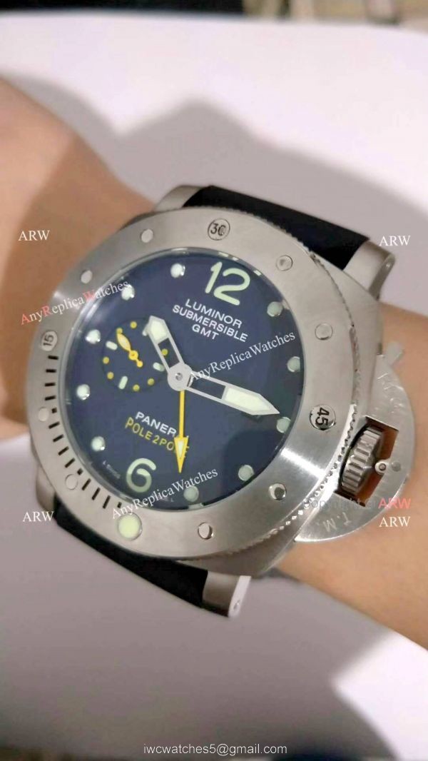 AAA Copy Panerai Luminor Submersible GMT PAM 719 Black Rubber Watch 7