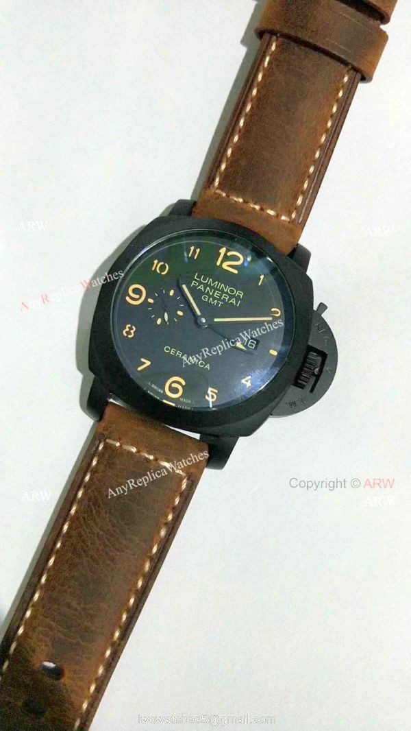 Copy Panerai PAM 441 Luminor GMT Ceramica Watch Black Case 7