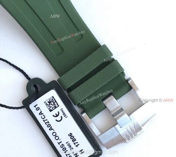 New Swiss 3120 Audemars Piguet Royal Oak Green Dial Green Rubber Band Replica Watches 7