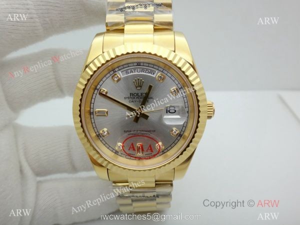 Replica Rolex Day Date Yellow Gold President Diamond Hour Marker Mens Watch 40mm 7