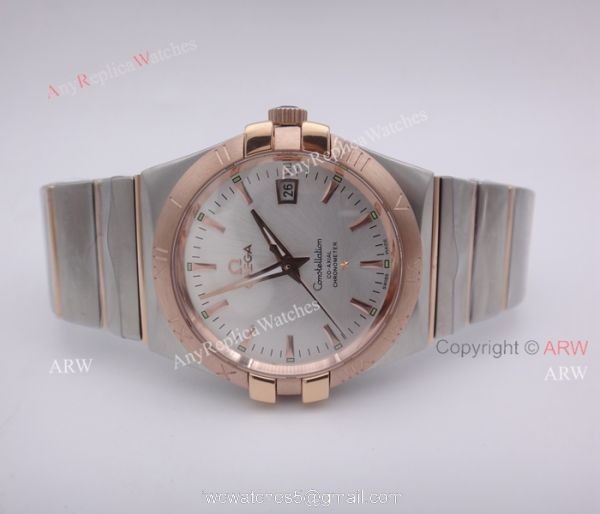 Replica Omega Constellation Automatic Men Watch 2 Tone Rose Gold Band W White Dial 7