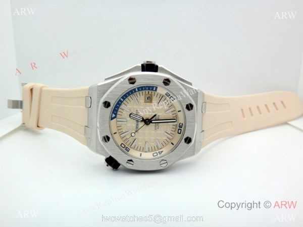 2019 New Audemars Piguet Royal Oak Offshore Diver Watches Beige Dial Beige Rubber Band 7