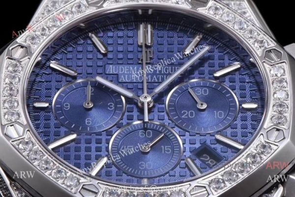 AAA Replica Audemars Piguet Ice Royal Oak Stainless Steel Blue Chronograph Watch 7
