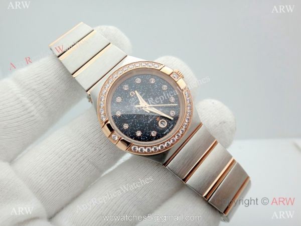 Omega Constellation Two Tone Rose Gold Sky Moon Dial Watch 7