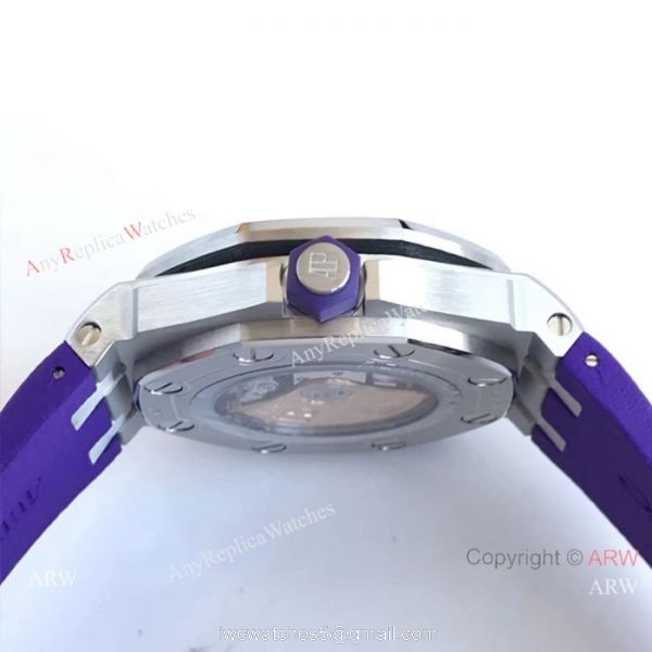 Copy Audemars Piguet Royal Oak Offshore Diver Swiss 3120 Watch SS Purple Dial 7