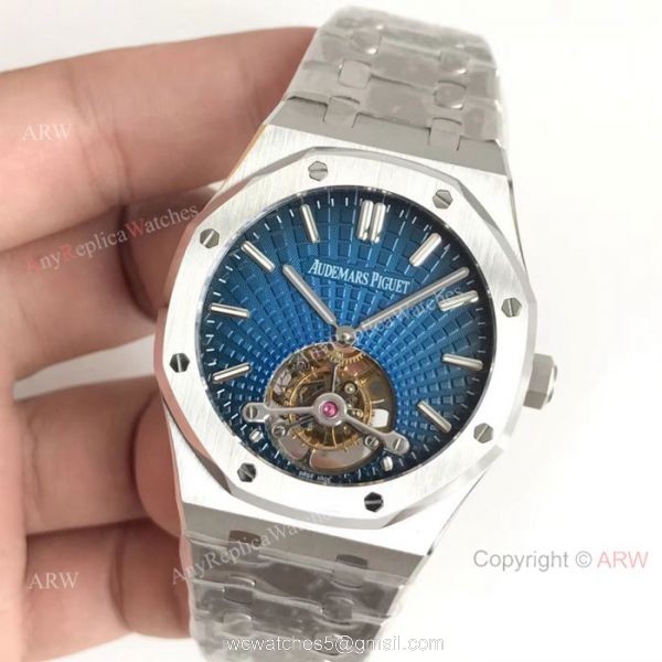 Swiss Copy Audemars Piguet Royal Oak Extra-Thin Tourbillon Blue Dial Watch 2924 Movement 7