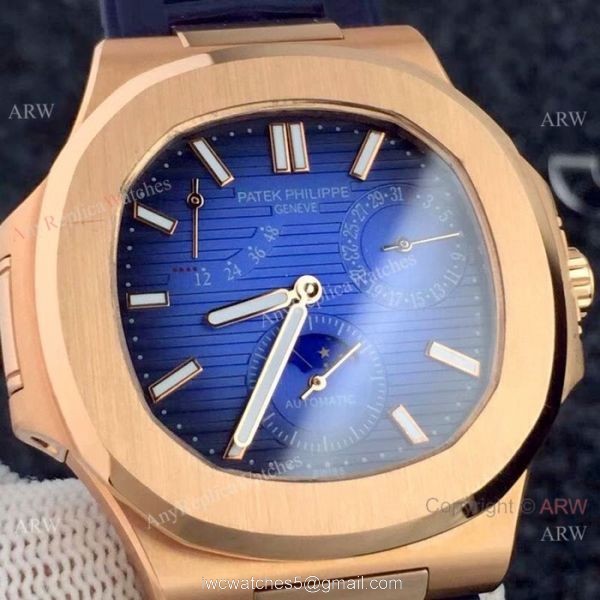 New Copy Patek Philippe Nautilus Power Reserve Rose Gold White Watches 7