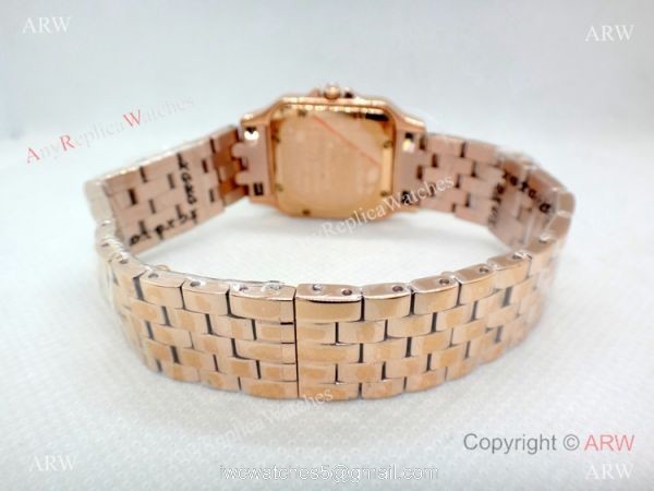 Panthere De Cartier Replica Watches Rose Gold Dark Red Dial 7