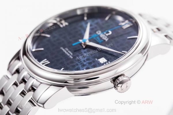 2019 Copy Omega De Ville Prestige Orbis Stainless Steel Blue Dial Swiss 2892 Watch 7