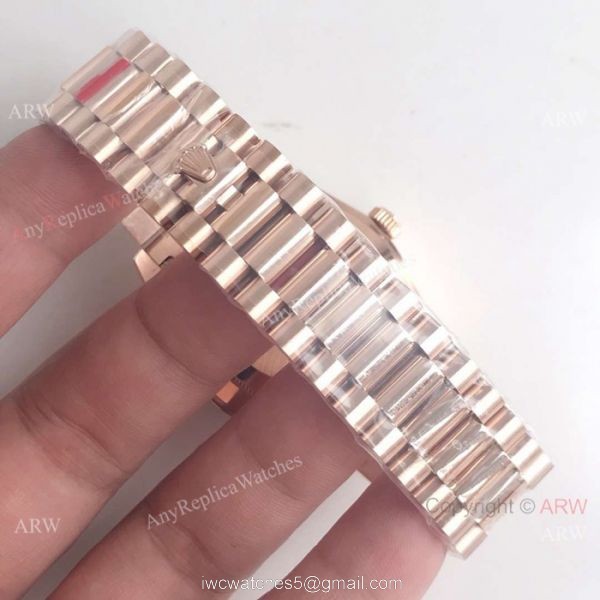 New Upgraded Rolex Day-Date II 2836 Watch Rose Gold Diamond Bezel 7