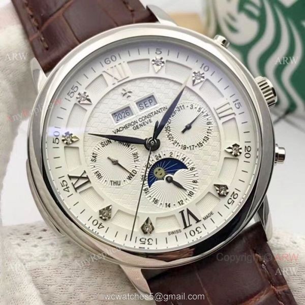 Vacheron Constantin Annual Calendar Moonphase Replica watch SS White Face 7
