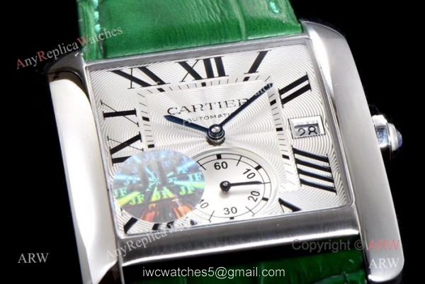 Swiss Grade Cartier Tank 1904MC Mens Watches SS Green Strap 7
