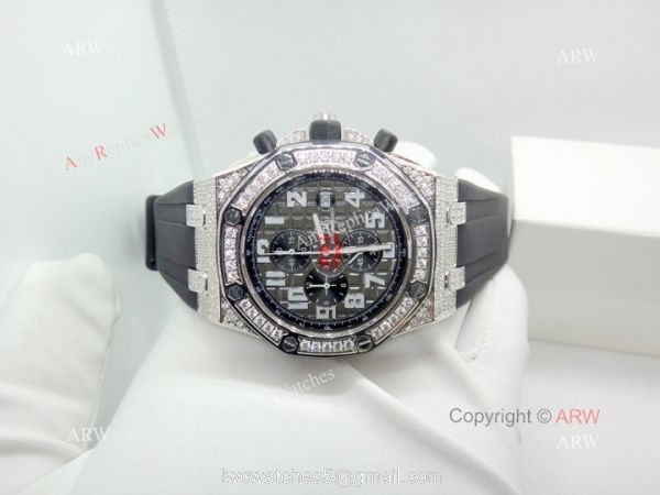 Best Copy Audemars Piguet Royal Oak Offshore Watch Full Diamond Gray Dial 7