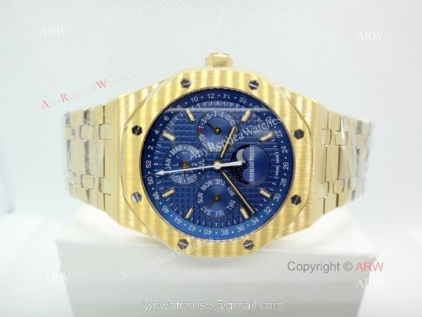 Audemars Piguet Royal Oak Perpetual Calendar Replica Watch Blue Dial Yellow Gold 7