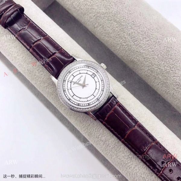 Copy Patek Philippe Calatrava SS Diamond bezel Watches Swiss Quartz 7